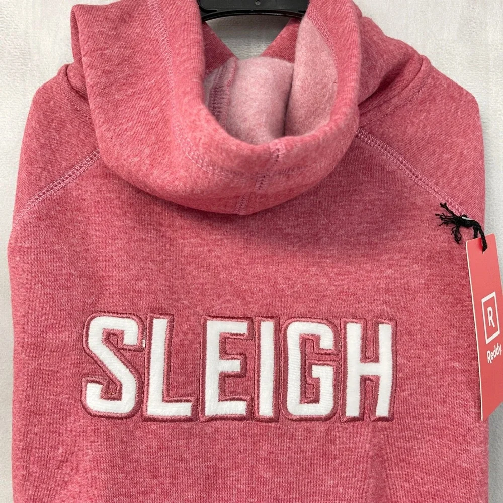 Reddy Sleigh Pet Hoodie Dog Size L Red Heathered Fleece Warm Holiday Minimalist